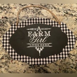 Farm Girl Door Hanger wooden fabric checker farmhouse pumpkin,Halloween decor